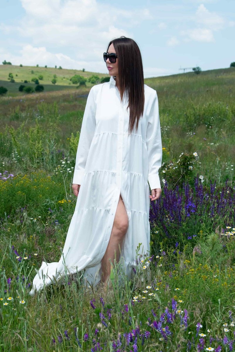 White Maxi Summer Kaftan DORA - EUG FASHION