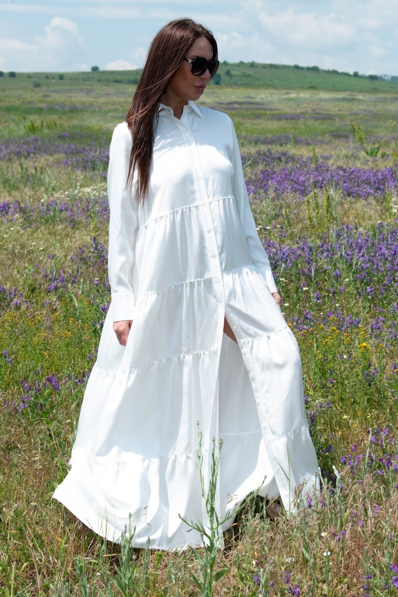 White Maxi Summer Kaftan DORA - EUG FASHION