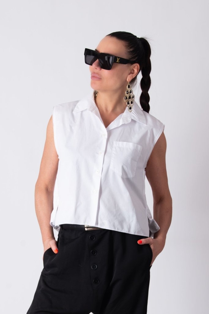 White Short Cotton Shirt SOLL - EUG Fashion