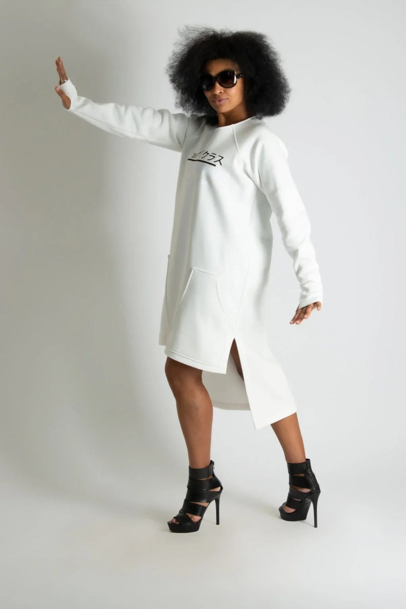 White Sweatshirt Dress IZABEL BF - EUG FASHION EugFashion 