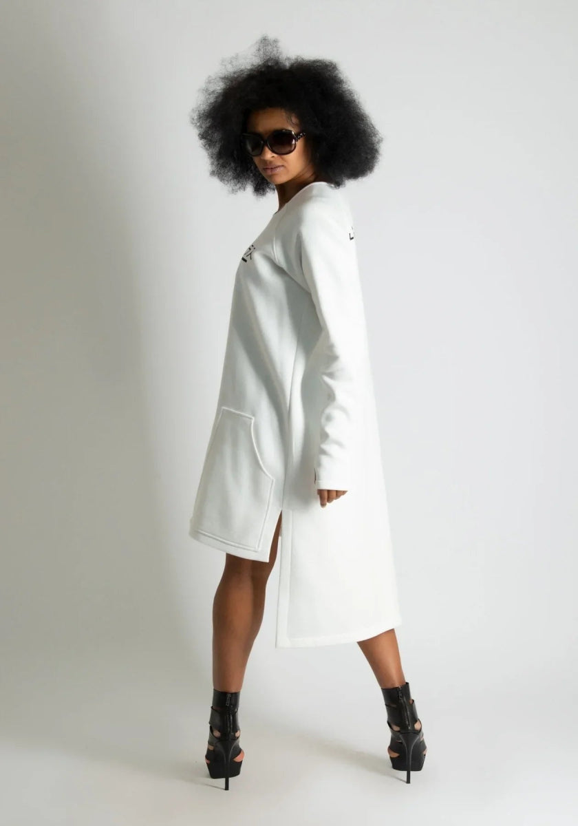 White Sweatshirt Dress IZABEL BF - EUG FASHION EugFashion 