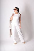 woman linen outfit #white