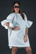 White Winter Neoprene Dress ESTER BF - EUG Fashion