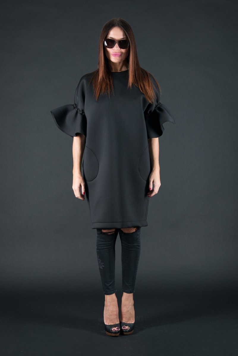 White Winter Neoprene Dress ESTER BF - EUG Fashion