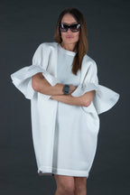 White Winter Neoprene Dress ESTER BF - EUG Fashion