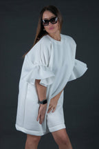 White Winter Neoprene Dress ESTER BF - EUG Fashion