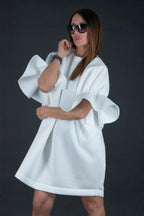 White Winter Neoprene Dress ESTER BF - EUG Fashion