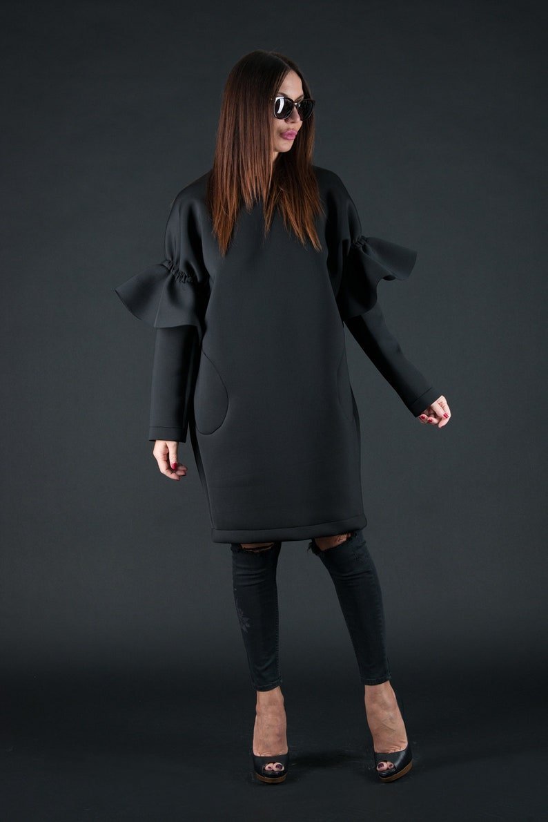 White Winter Neoprene Dress ESTER BF - EUG Fashion