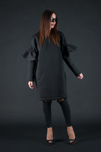 White Winter Neoprene Dress ESTER BF - EUG Fashion