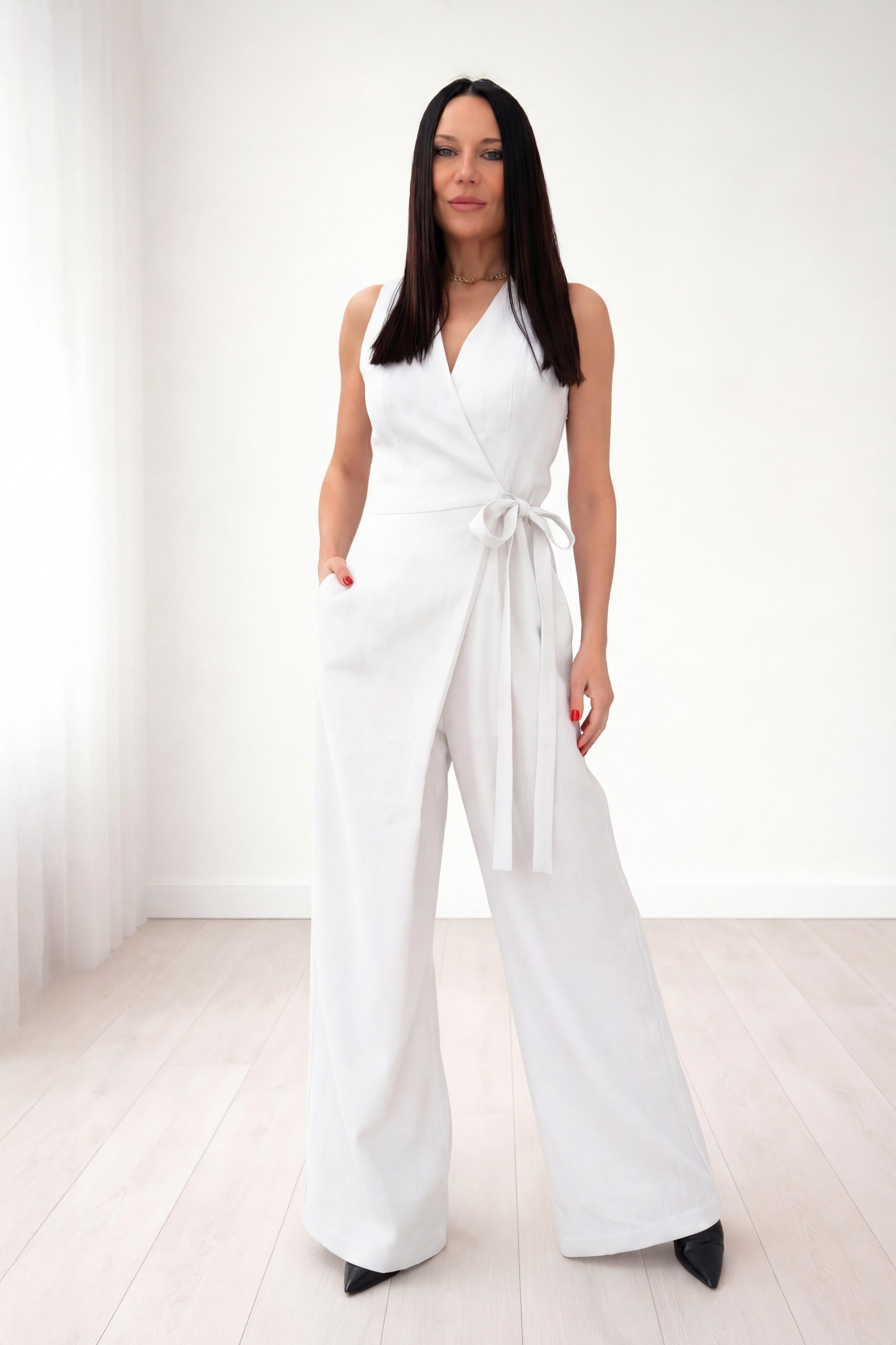Linen wrap jumpsuit - Eug fashion #white