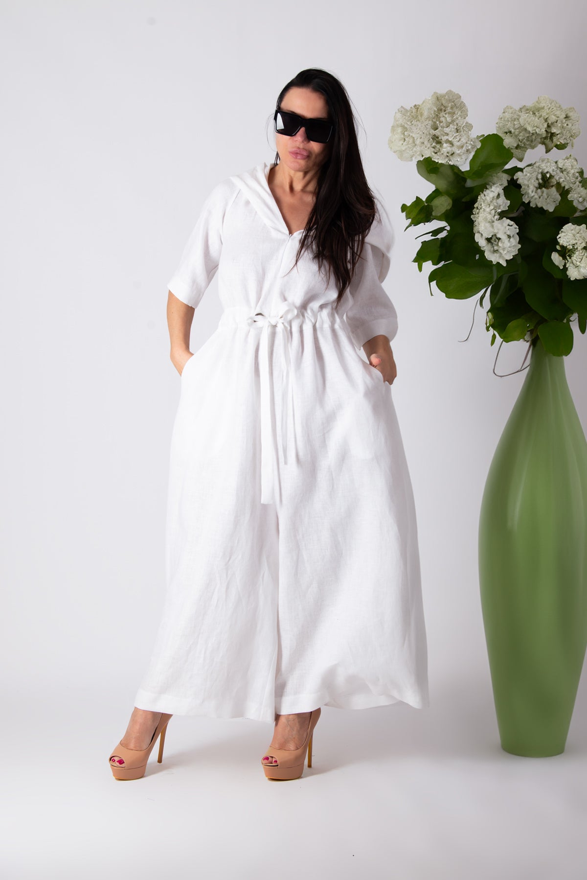 Linen Hooded Jumpsuit REGINA