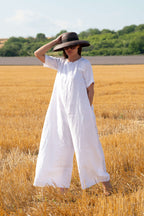 wide linen jumpsuit #white