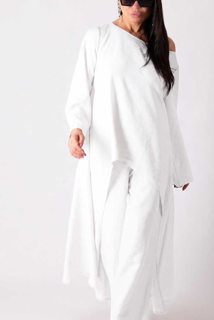 linen white loose fit top
