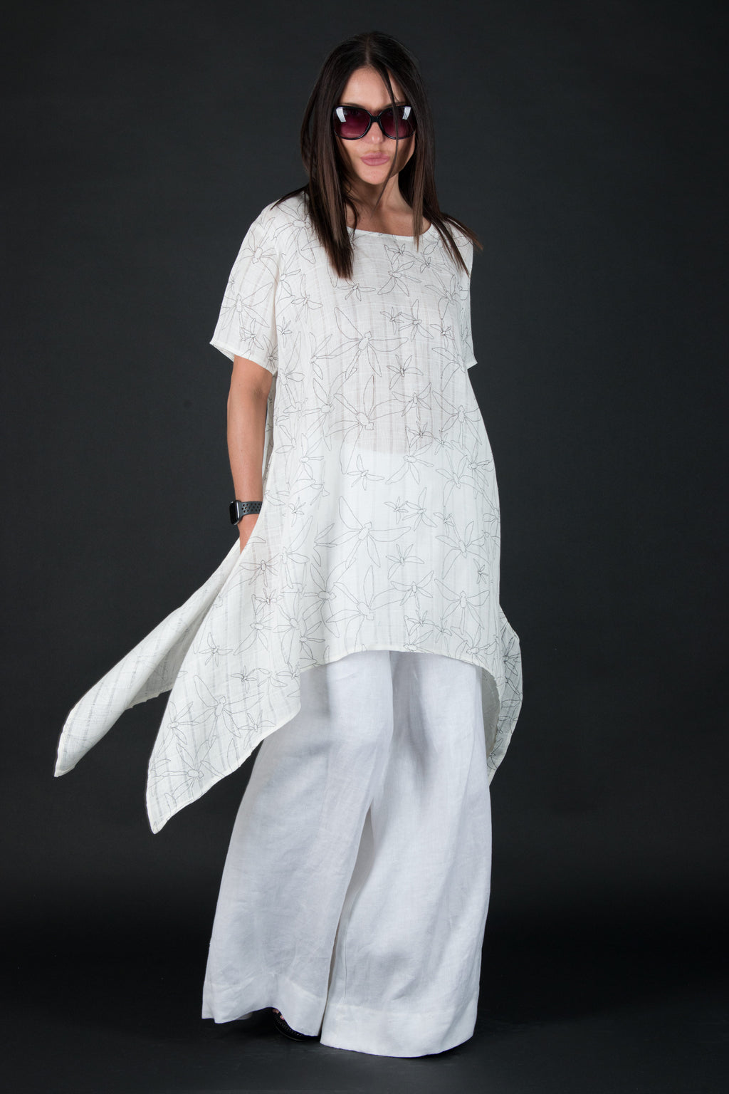 White linen set, top and pants EUG fashion #off-white