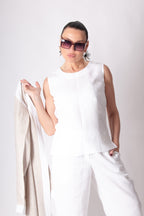 woman linen outfit #white
