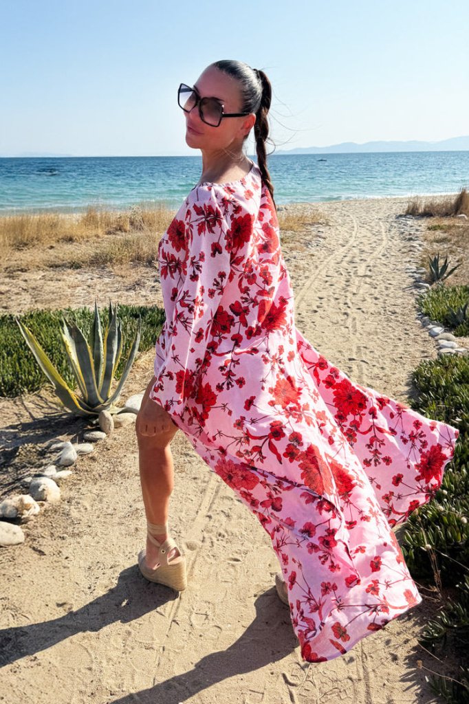 Wide Floral Linen Top JESIKA - EUG Fashion