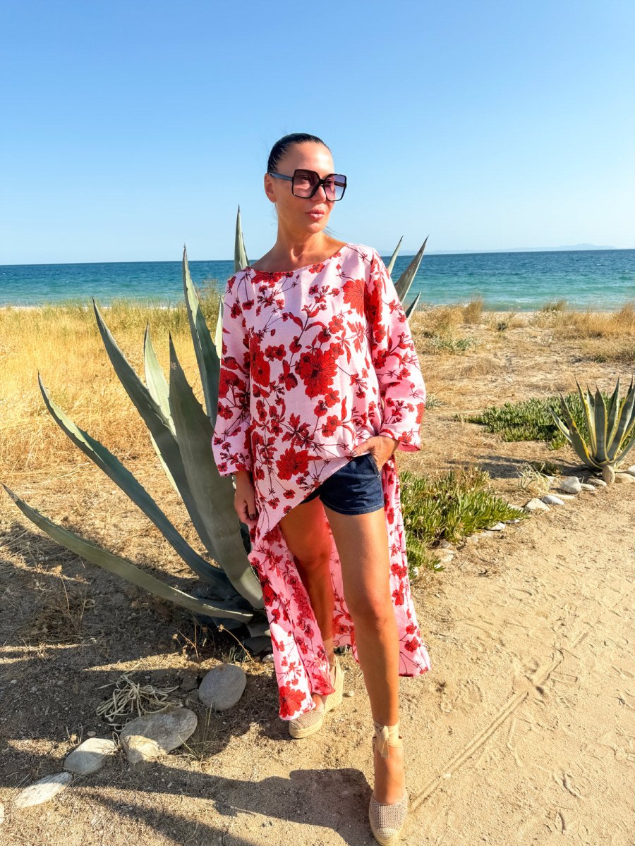 Wide Floral Linen Top JESIKA - EUG Fashion EugFashion 