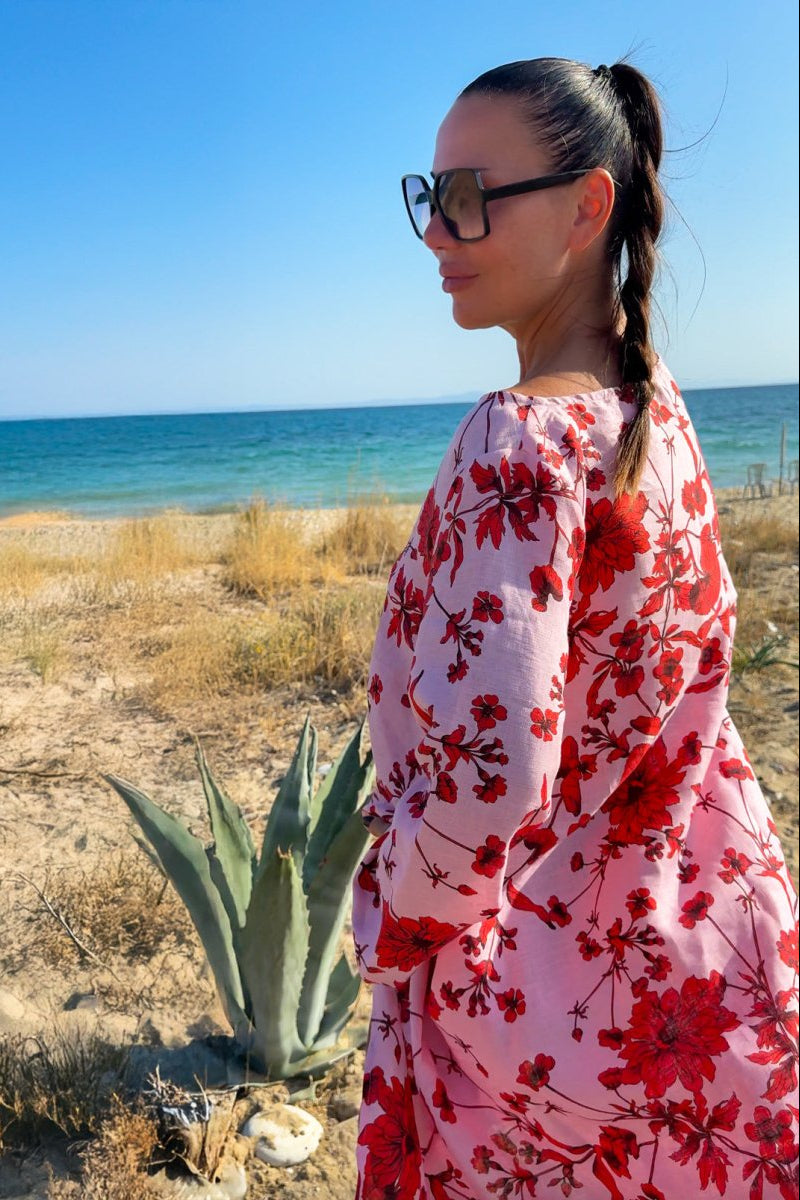 Wide Floral Linen Top JESIKA - EUG Fashion