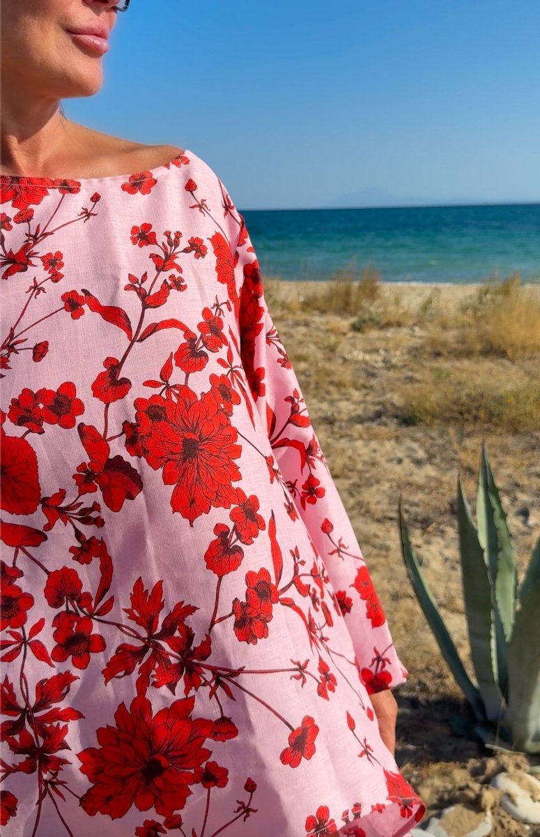 Wide Floral Linen Top JESIKA - EUG Fashion EugFashion 
