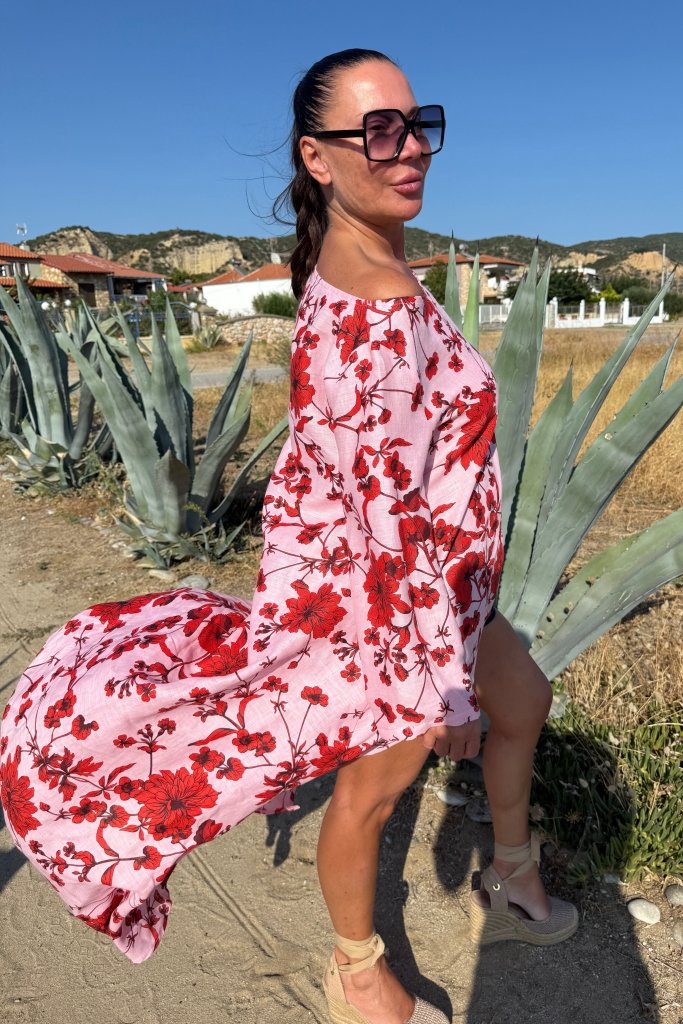 Wide Floral Linen Top JESIKA - EUG Fashion