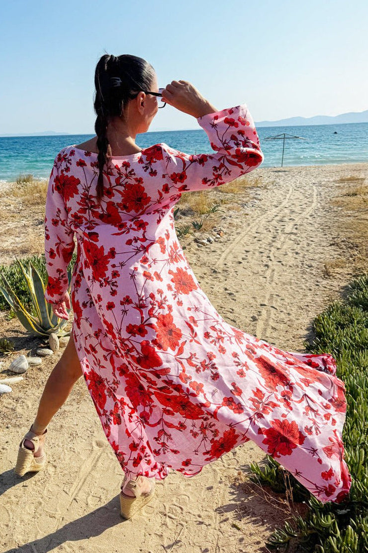 Wide Floral Linen Top JESIKA - EUG Fashion