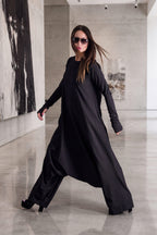 wide harem jumpsuit black color #black