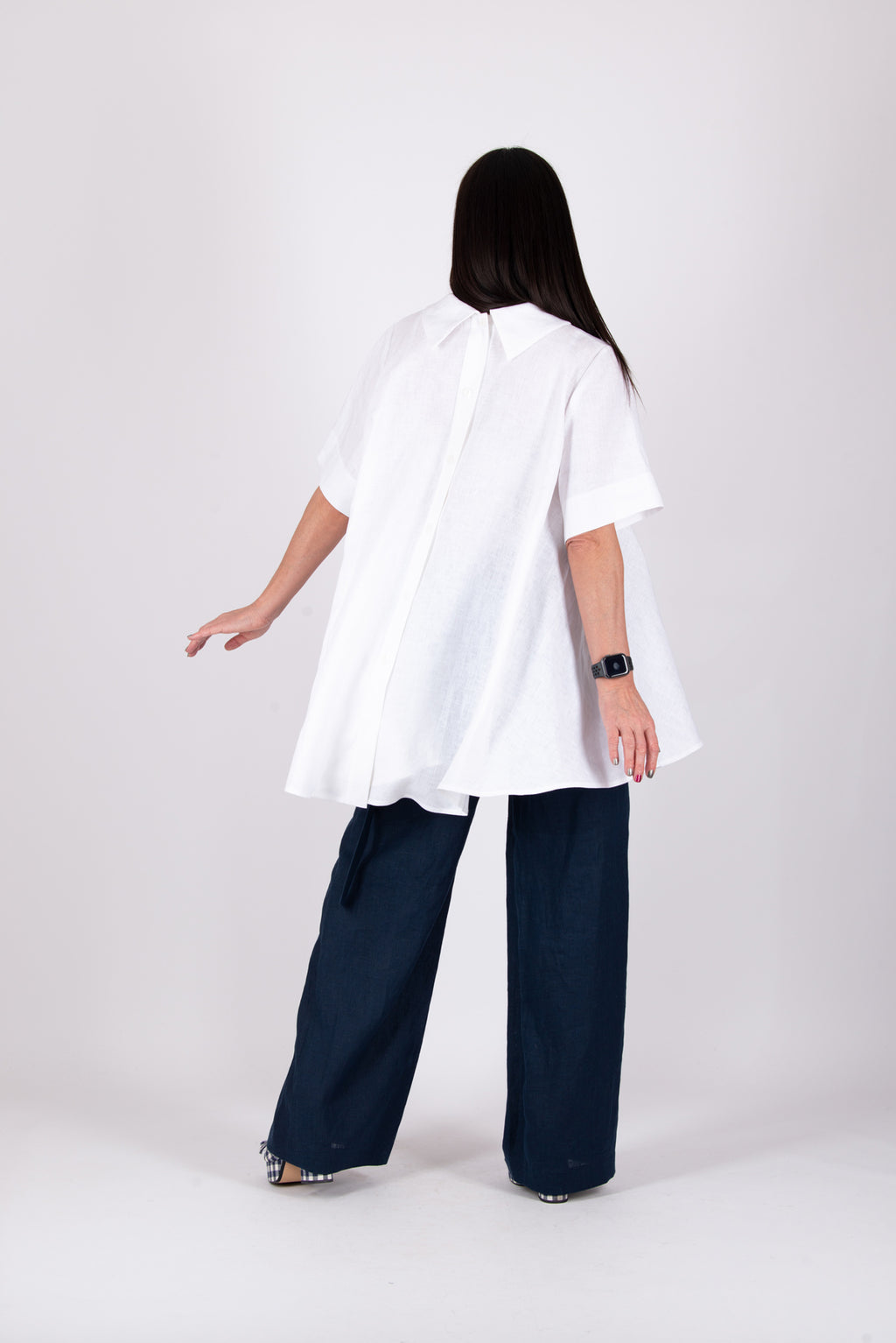 Linen wrap pants nasy #dark-blue