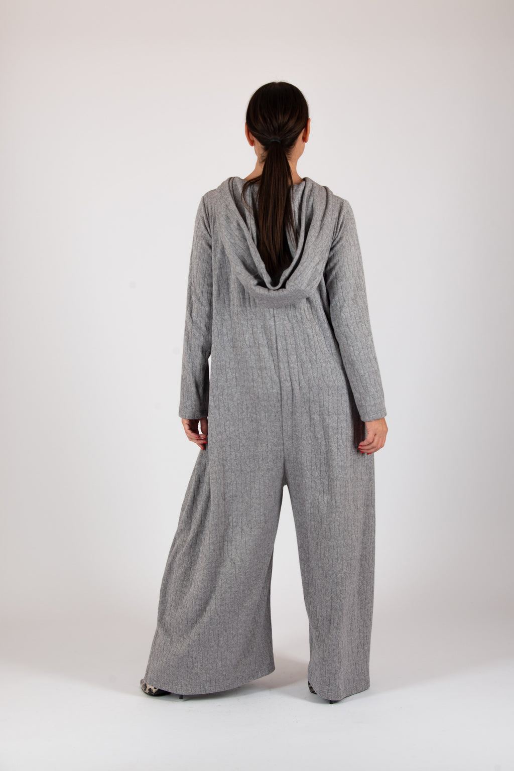 knitted hooded jumpsuit #light-grey