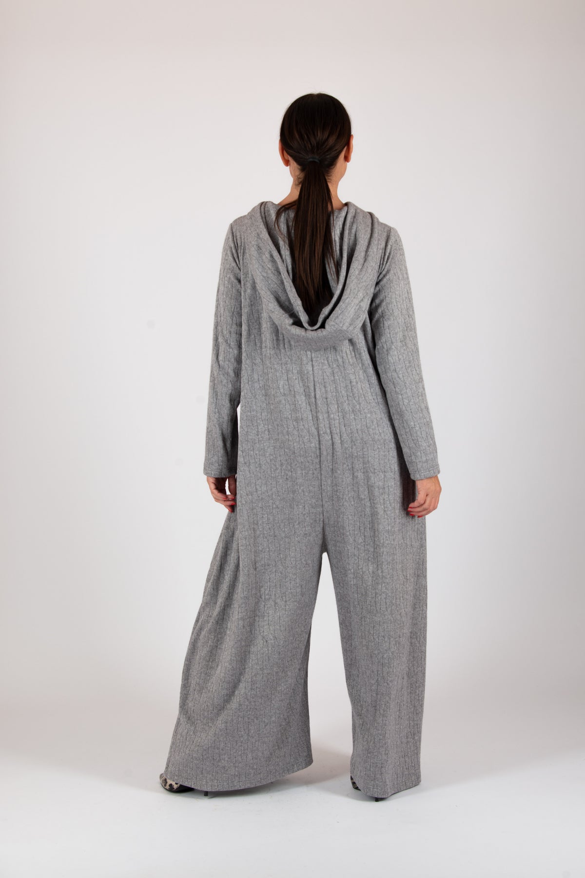 knitted hooded jumpsuit #light-grey
