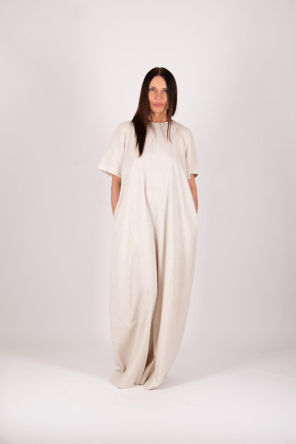 wide linen jumpsuit #natural