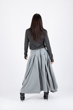 light gray pleated maxi skirt