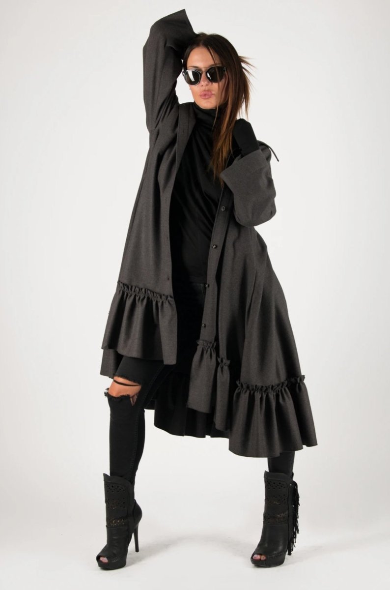 Winter Cashmere Shirt Dress TATIANA - EUG Fashion