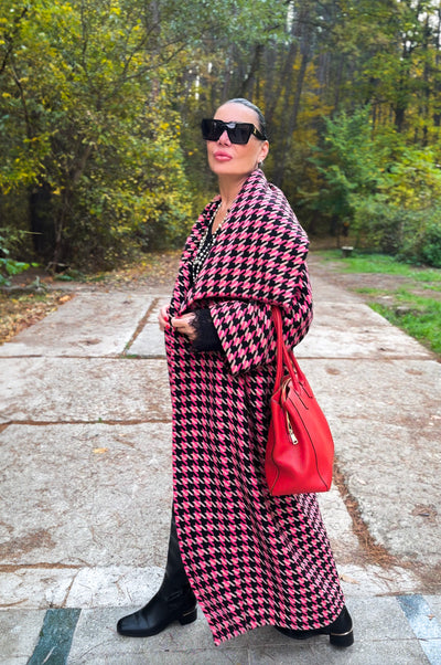 Pink Houndstooth Coat OFELIA EugFashion 