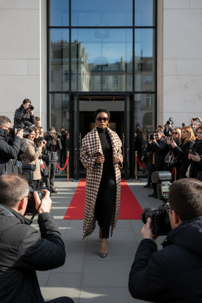 Winter Houndstooth Coat Ofelia - EUG Fashion EugFashion 