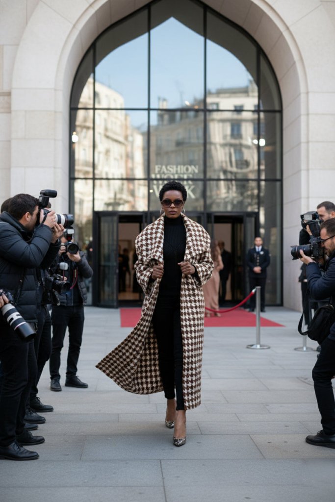 Winter Houndstooth Coat Ofelia - EUG Fashion EugFashion 