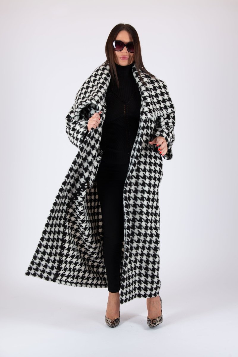 Winter Houndstooth Coat Ofelia - EUG Fashion