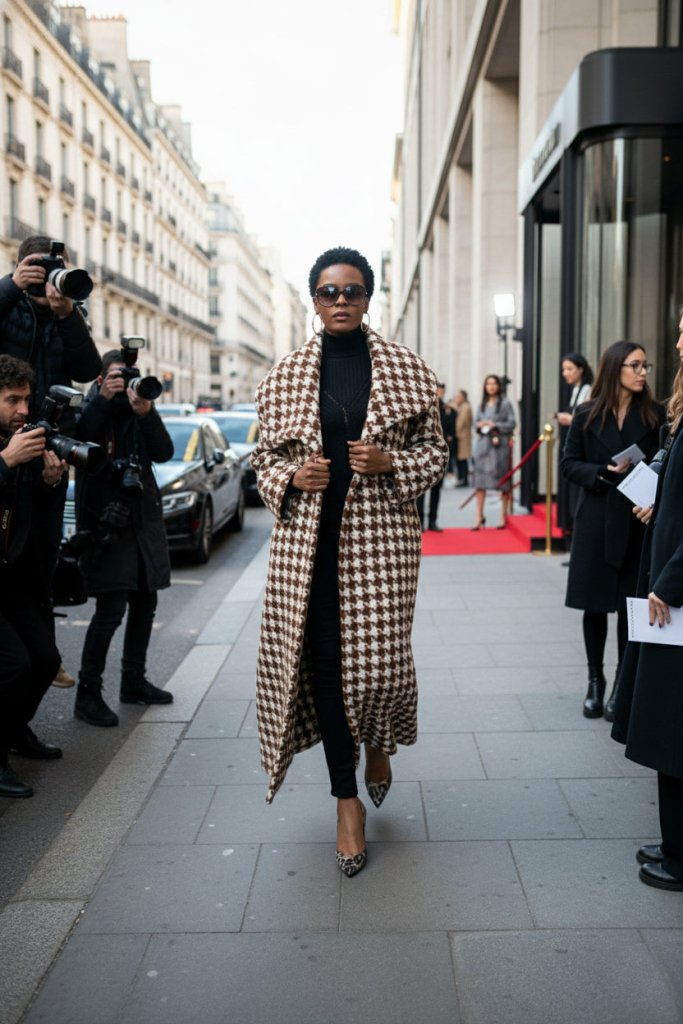 Winter Houndstooth Coat Ofelia - EUG Fashion EugFashion 