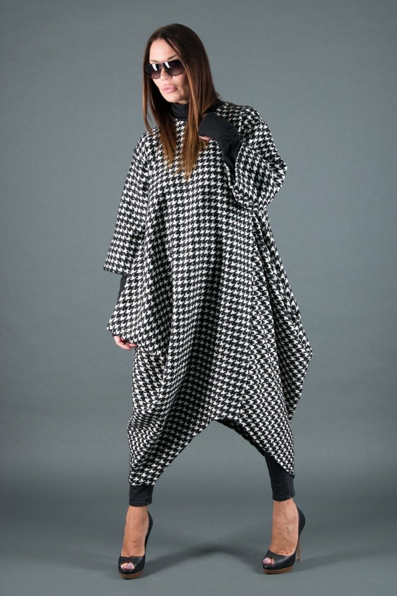 Winter Wool Houndstooth Dress TRACY - EUG Fashion