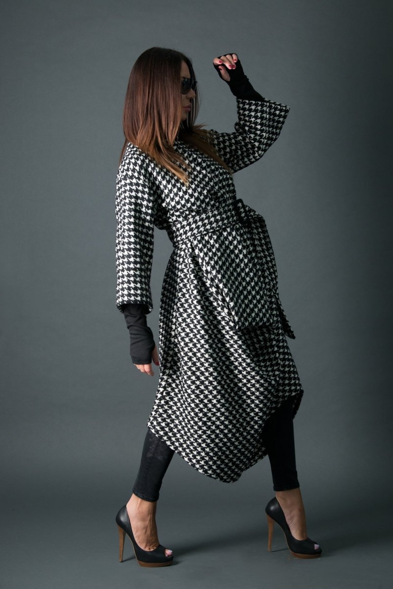 Winter Wool Houndstooth Dress TRACY - EUG Fashion