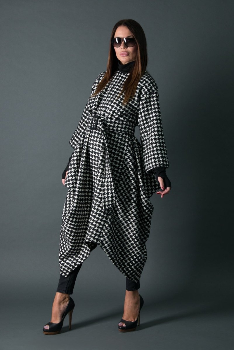 Winter Wool Houndstooth Dress TRACY - EUG Fashion