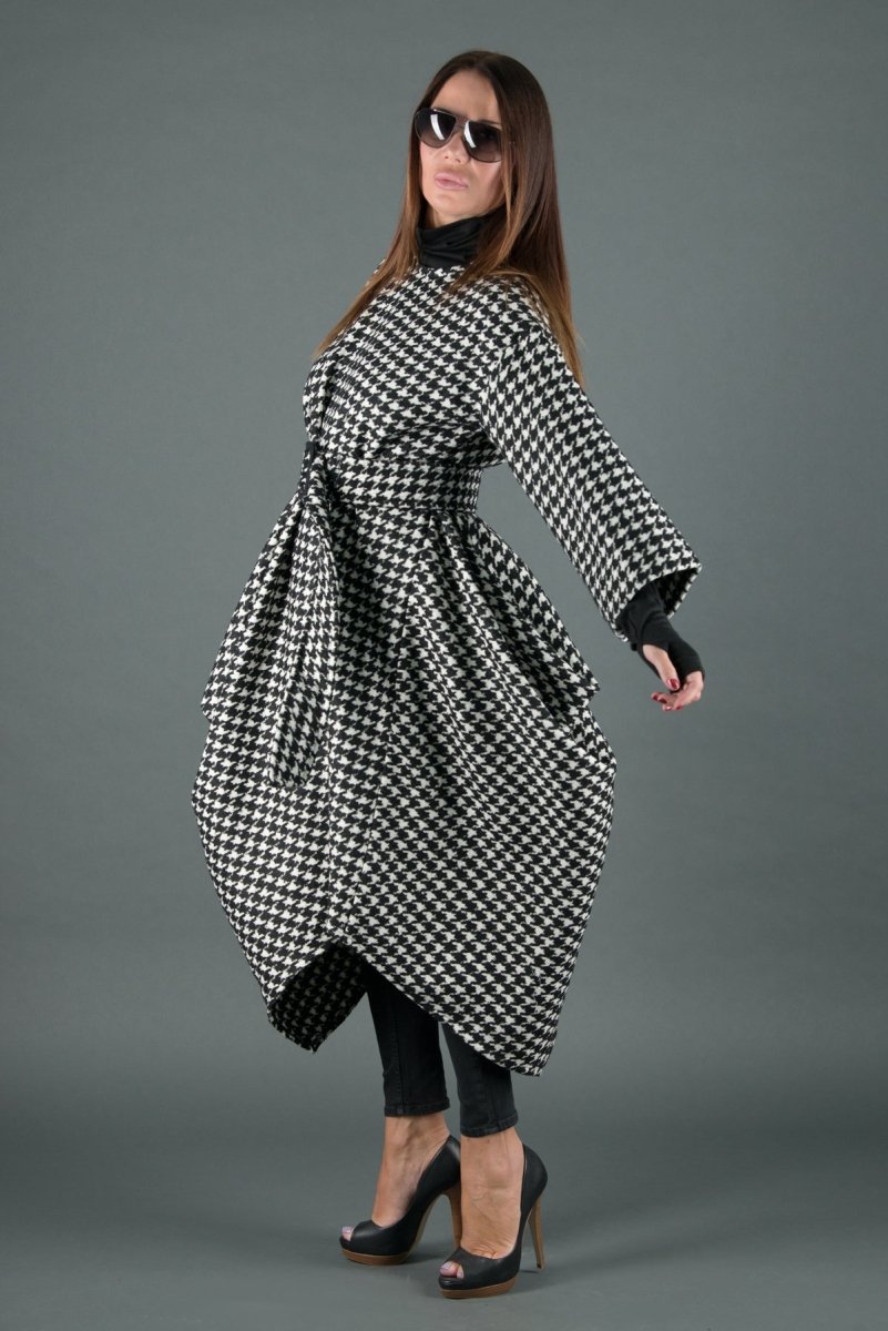 Winter Wool Houndstooth Dress TRACY - EUG Fashion
