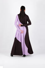 Light purple and chocolate brown A-line dress Vivian - EUG Fashion 