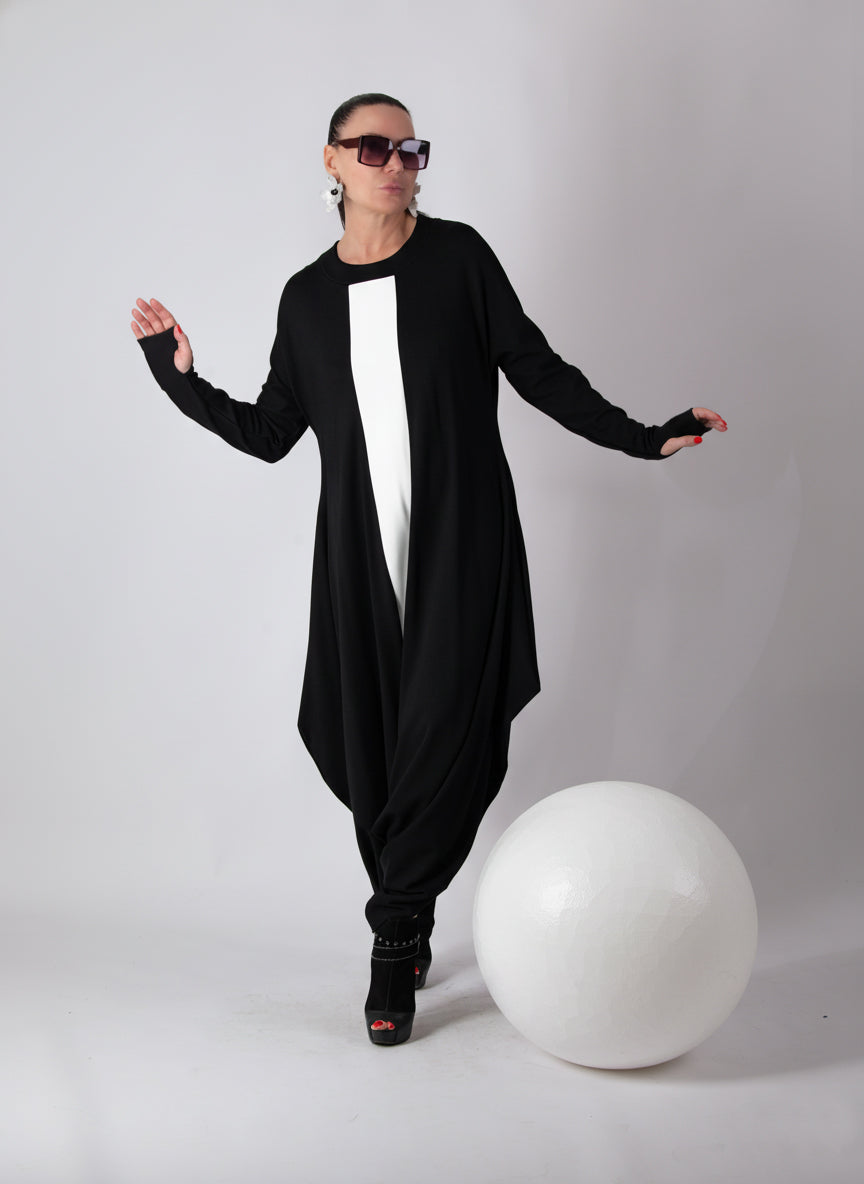 Black and White Harem Jumpsuit Opal EugFashion 