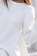 Off white asymmetric poncho dress Holly with belt and back zip - EUG Fashion #off-white
