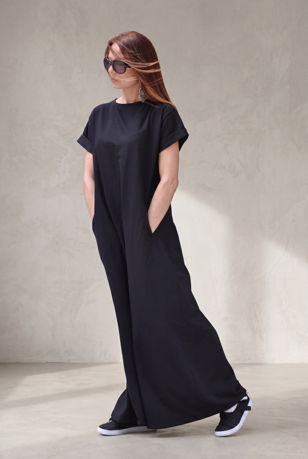 long jersey dress #black