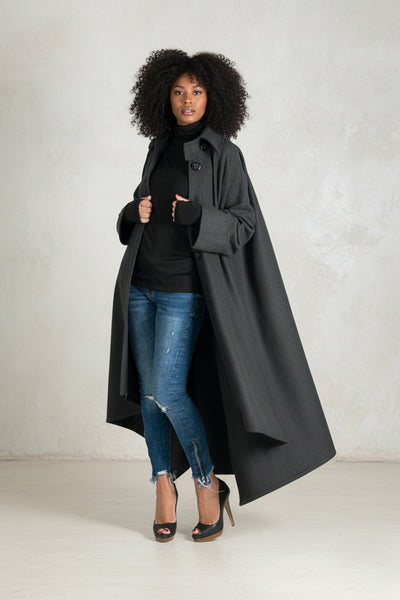 Grey Wool Women Coat FEDERICA EugFashion 