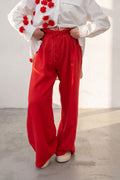 linen wide pants - EUG fashion # coral