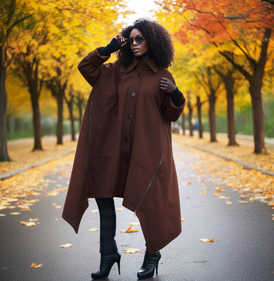 Brown Women Maxi Coat FEDERICA EugFashion 