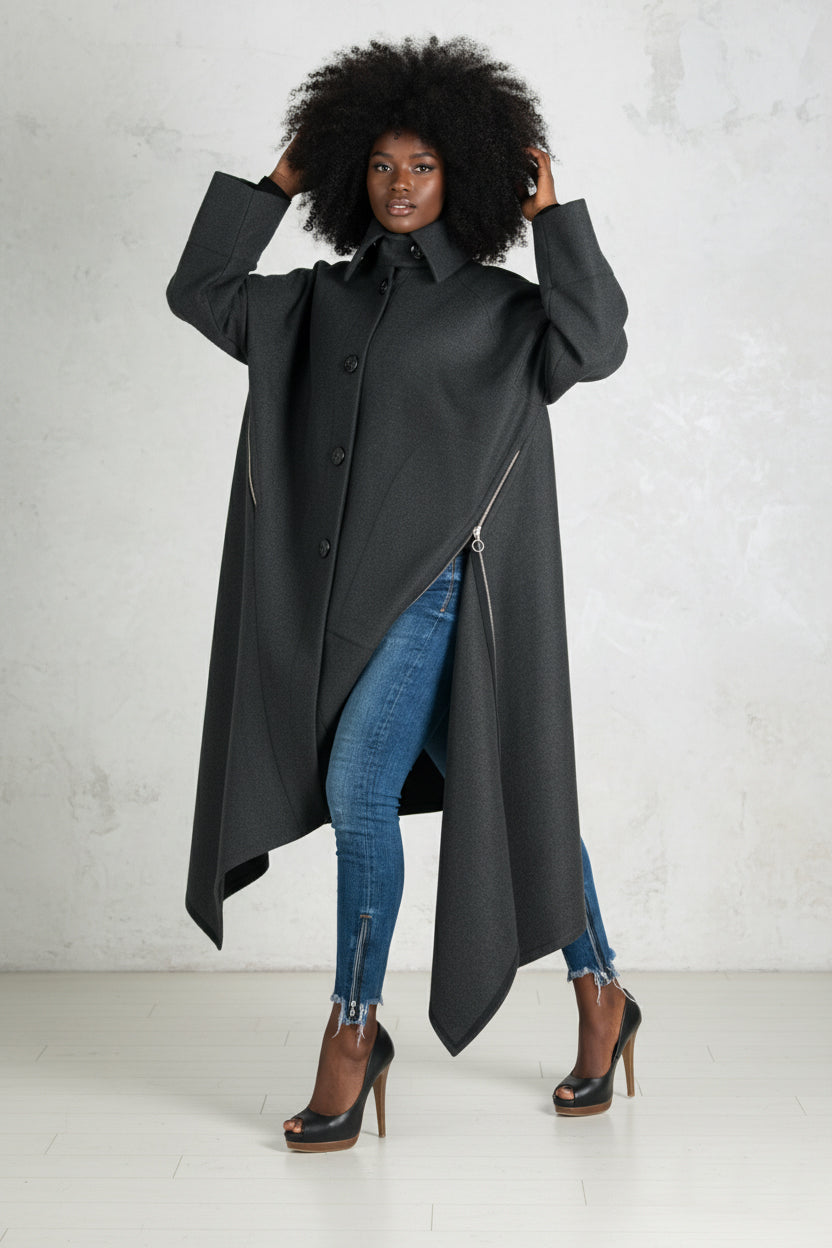 Grey Wool Women Coat FEDERICA EugFashion 