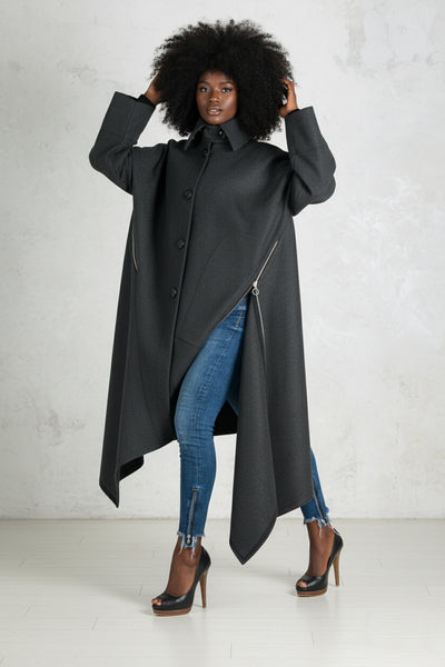 Grey Wool Women Coat FEDERICA EugFashion 